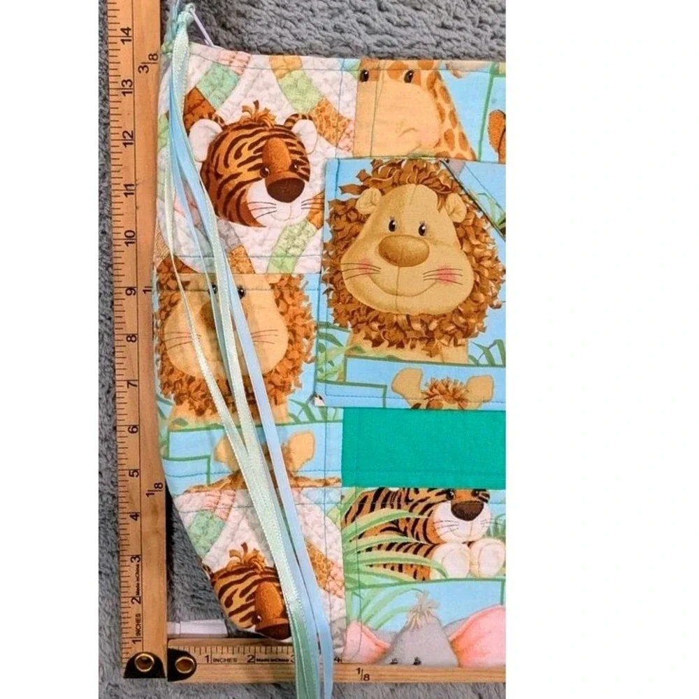 Handmade Quilted Jungle Safari Tote w/ Matching Fabric Insert By Nora Susor